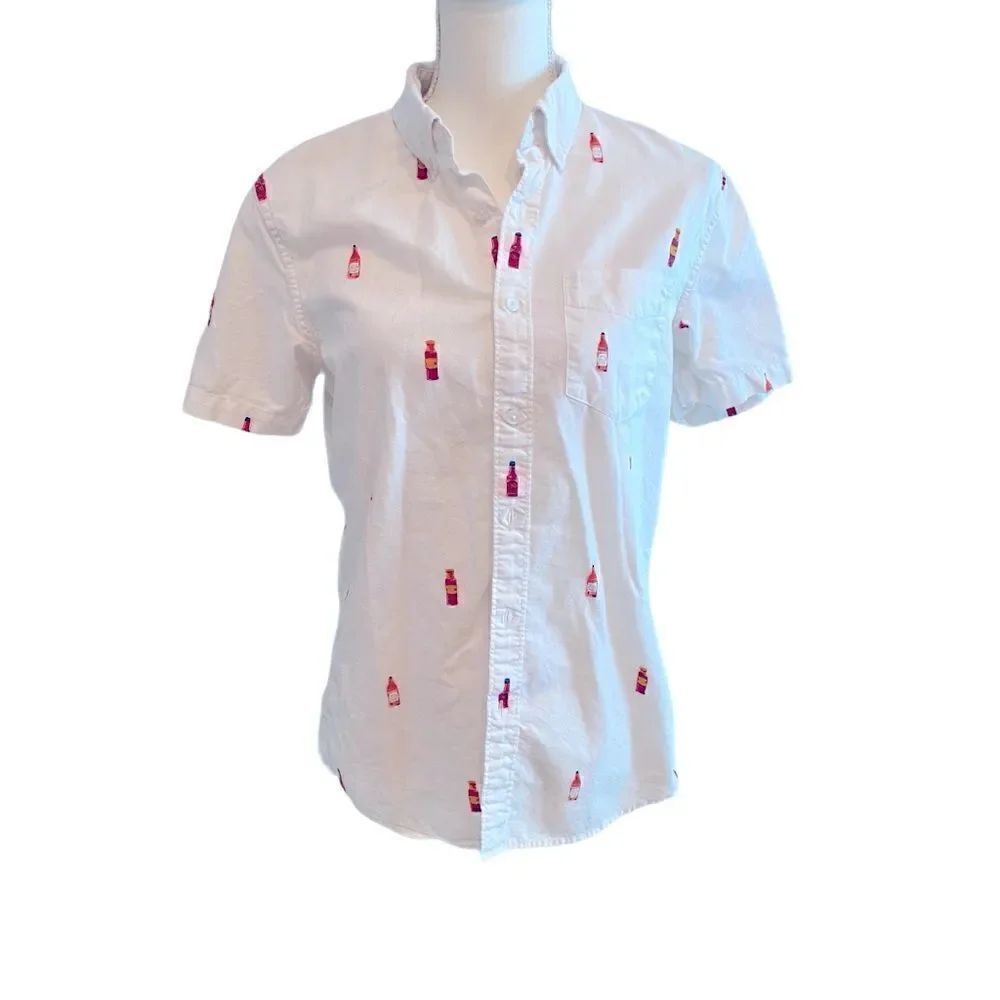 American Eagle Seriously Soft Graphic Hot Sauce Button Down Shirt Size S